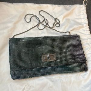 BCBG Max Azria Blake Metal Mesh Turnlock Clutch in Oil Wash